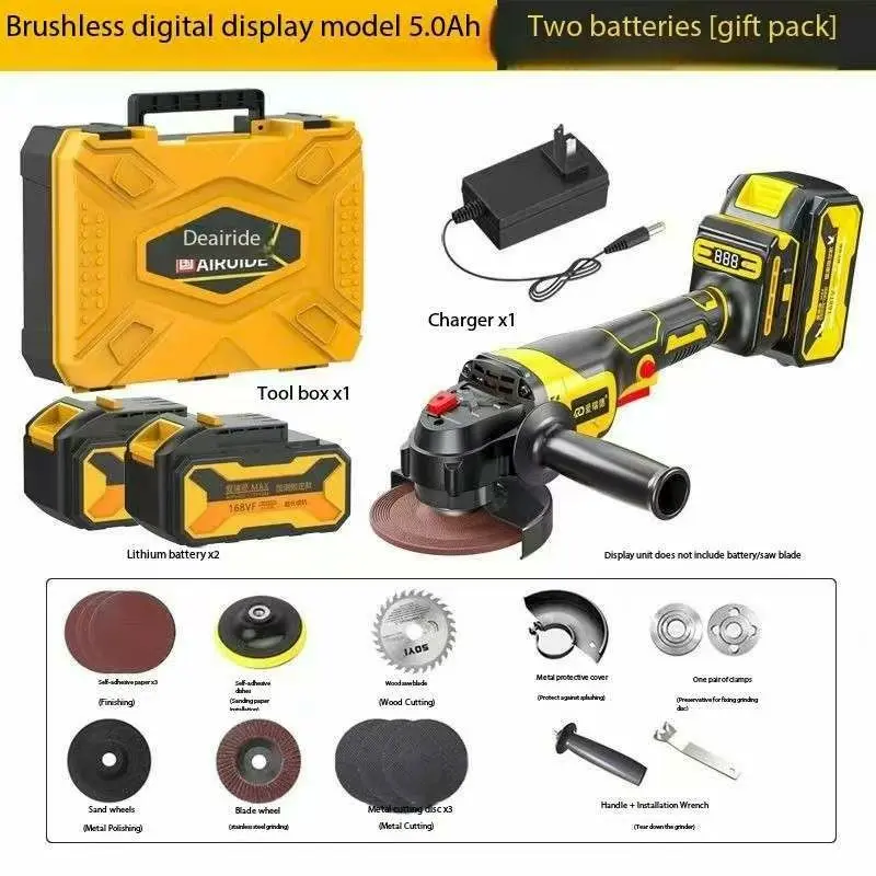 21V Angle Grinder 1500 mAh Gift Package [Two Batteries + Gift Package]